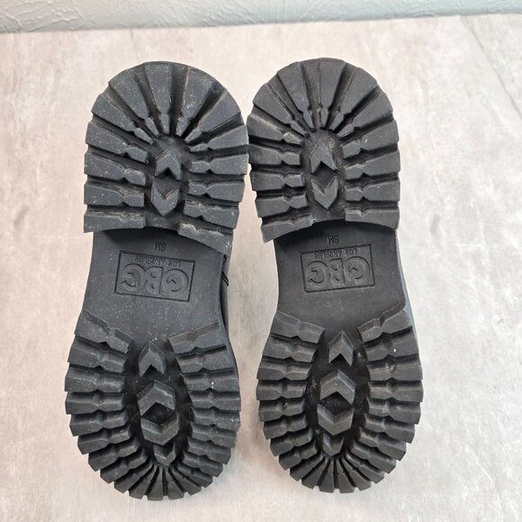 G by Guess Moto Combat Boots Size 8 Black Grunge Lug Sole Chunky Chain Booties - Picture 7 of 13